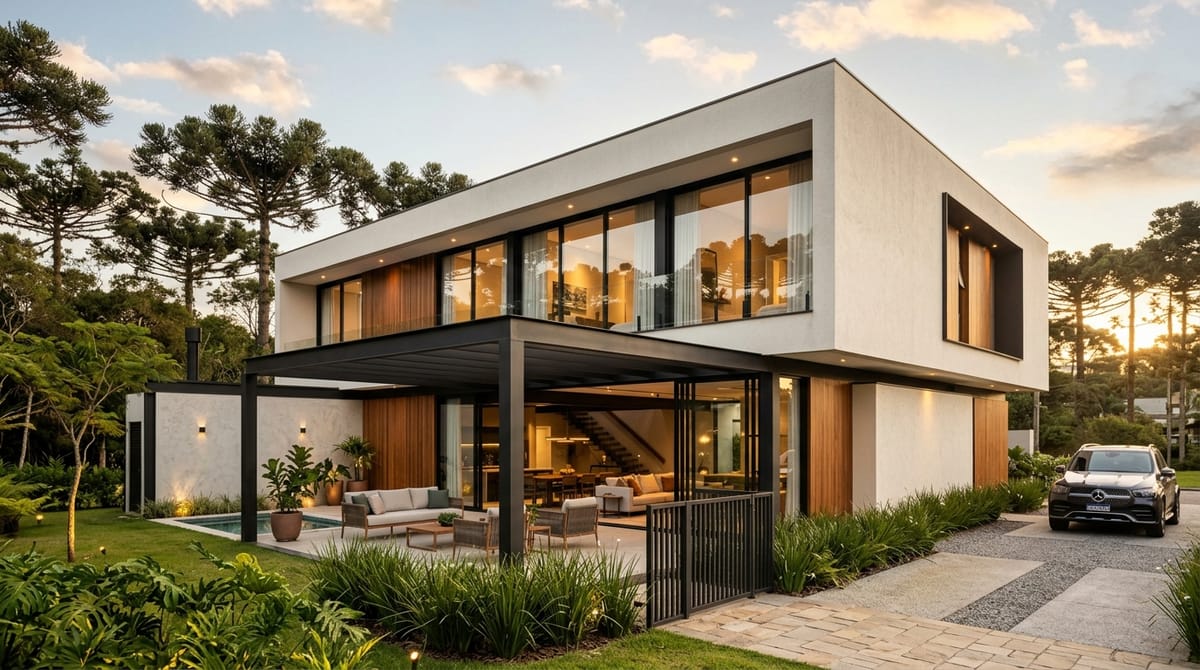 Residência contemporânea de alto padrão construída em Light Steel Frame em Curitiba